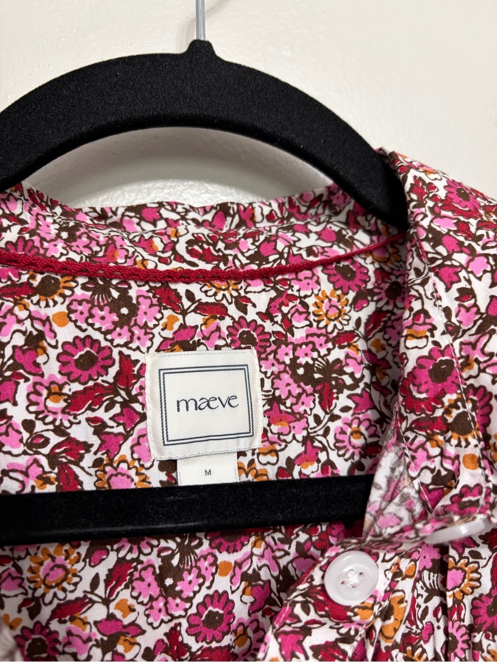 Anthropologie Maeve Leandra Shirred Yoke Blouse Pink Floral - Size M - Picture 5 of 7